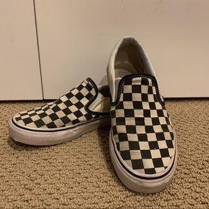 Checkered slip-on vans